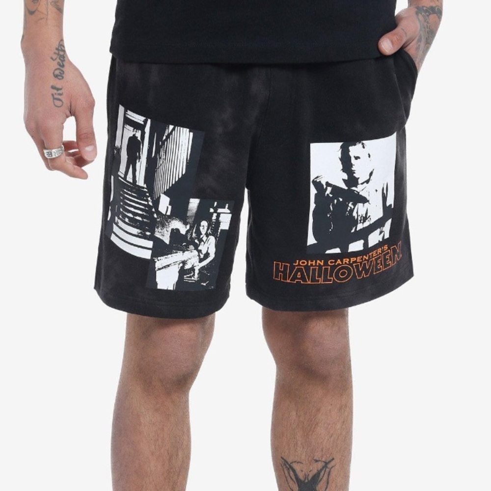 Halloween Panel Dark Wash Lounge‎ Shorts Hot Topic Micheal Myers